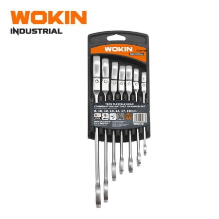 WOKIN 7 pcs flexible head combination ratchet spanner set